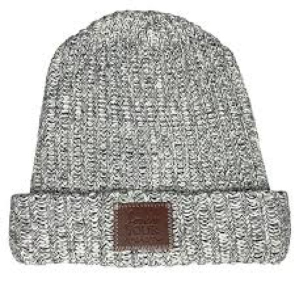 Love your melon 100% cotton beanie cuffed hat black and white knit!